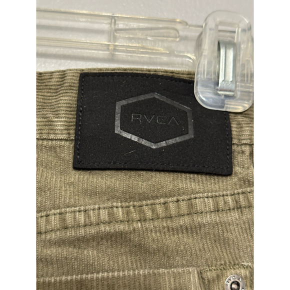 RVCA Boys Daggers Corduroy Pants 5 Pocket Button Fly Stretchy Olive Kids 27 NWOT - Picture 7 of 9